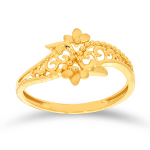 Elegante Anillo Dorado con Filigrana Floral, con Intrincado Motivo de Hojas y Flores Caladas para Mujer - Product Image 1