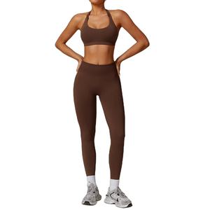Ensemble pour femmes hauts pantalons nombril taille haute sans couture Leggings soutien-gorge avec rembourré élastique sport ensemble de gymnastique - Product Image 6