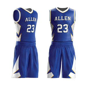 Ensemble de maillots de basket-ball unisexes de qualité supérieure, imprimé avec logo, confortable, respirant, grande taille, 100% polyester, antibactérien - Product Image 5