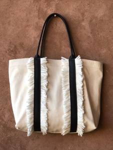 Sac fourre-tout à franges en toile, sac à bandoulière décontracté avec sangle à franges pour le shopping quotidien et les voyages, sac fourre-tout 100% coton écologique - Product Image 3