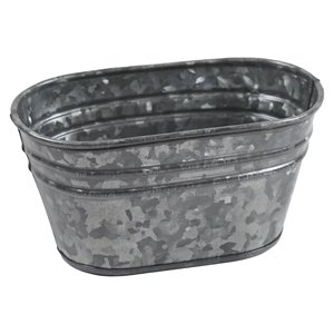 Hot Selling Galvanized Metal Planter <b>Container</b> Oval Shape Durable Outdoor Garden Flower Pot for Plants Handmade Flower Planters - Product Image 1