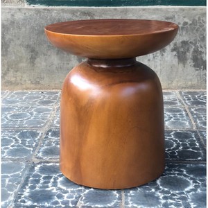 Modern Solid Suar Wood Pedestal Side Table Round Top Minimalist <b>Stool</b> Handcrafted Wooden End Table for Living Room Bedroom Decor - Product Image 1