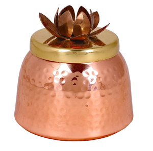 Fancy hammered copper <b>canister</b> with an artistic peacock lid, spectacular for dining tables. available at wholesale price - Product Image 2