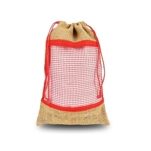 Sac en jute réutilisable avec cordon de serrage pour les courses et les achats |   Sac de rangement pour fruits et légumes en maille écologique |   Vente en gros par RD Bag House - Product Image 5