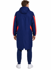 New <b>Waterproof</b> Hooded Polyester Swim Parka Adult Unisex Fleece Lined Winter Pool Deck <b>Jacket</b> Wave Print High Demand - Product Image 2