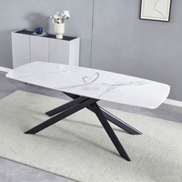Table à manger extensible en céramique avec plateau en céramique et pieds en métal