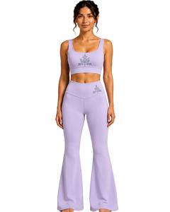 Manufacturer Custom Lavender Women Flared Yoga Set Seamless Sports Bra And High Waist <b>Bell</b> Bottom Leggings Activewear <b>Outfit</b> Set - Product Image 1