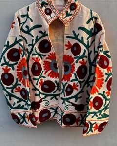Exclusive Hand Embroidered Suzani Jacket Cotton Suzani Jacket TNT Fabric Bohemian Women SuzaniCoat Embroidered Suzani JacketSALT - Product Image 3