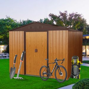 Caseta de Almacenamiento Metálica para Exteriores de 8 pies x 10 pies con Base Metálica Color Café para Casetas y Almacenamiento al Aire Libre - Product Image 2