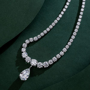Collier en or avec diamant de laboratoire, pierre centrale taille poire, certifié IGI, style hip-hop, bijou cadeau de mariage pour femme - Product Image 3