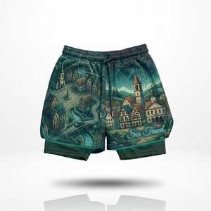Double <b>Layer</b> Mesh Solid Eco-Friendly Breathable Quick Dry Unisex Shorts Front Heat-Transfer Printing Gym - Product Image 2
