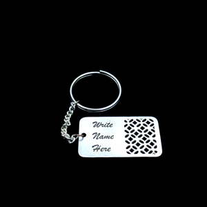 Porte-clés rectangulaire mignon en argent sterling 925 avec motif découpé au laser, gravure de nom personnalisée, porte-clés artisanal tendance pour Pâques - Product Image 1