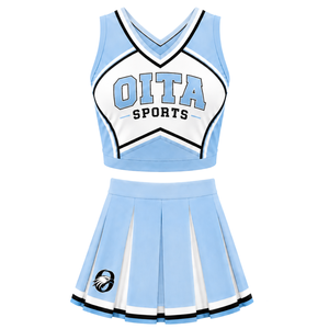 Ensemble uniforme de cheerleading bleu ciel : Crop top et jupe plissée pour compétition de danse d'équipe, tenue de performance sportive - Product Image 1