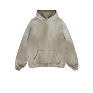 Sweat à capuche unisexe noir épais en coton tricoté de haute qualité 400 g/m², coupe oversize, avec logo personnalisé, effet délavé pour homme - Product Image 2