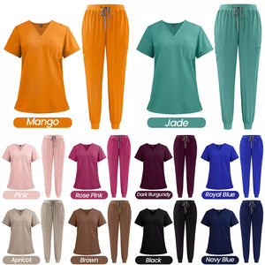 Conjunto de Uniformes Médicos Elásticos en 4 Direcciones para Mujer 2026 – Traje de Enfermería con Cuello en V y Logotipo Personalizado al por Mayor para Hospital - Product Image 1