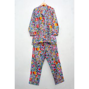 Conjunto de Pijama de Algodón Transpirable, Camisa de Pijama Larga, Ropa para Fiesta Nupcial, Conjunto de Pijama Cómodo, Traje de Dormir Floral, Ideal para el Verano - Product Image 4