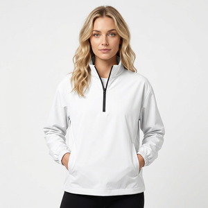 <b>Men's</b> <b>White</b> Quarter Zip Pullover <b>Sweatshirt</b> Regular Fit Stand Collar Breathable Knitted Polyester Casual Spring Wear - Product Image 6
