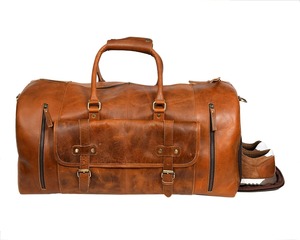 กระเป๋าเดินทางหนังแท้สไตล์วินเทจสำหรับผู้ชาย พร้อมซิปปิด - Product Image 5