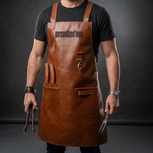 Tablier professionnel classique de luxe en cuir véritable fait main avec poches, résistant à l'eau et durable pour barbier, chef, atelier (vente en gros) - Product Image 1