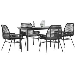 Set da Pranzo da Giardino in Rattan Nero per 4 Persone, Resistente alle Intemperie, Design Contemporaneo con Struttura in Metallo - Product Image 1