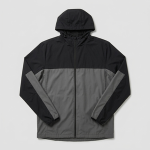 Blouson Bomber Homme Noir et Gris à Panneaux, à Capuche, Manches Longues, Motif Color Block, Vêtement d'extérieur Décontracté d'Hiver, LOGO Personnalisé - Product Image 1
