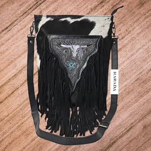 Vente chaude texas longhorn sac à franges en cuir sac à bandoulière repoussé à la main sac à main femmes sculpture cuir épaule sac à bandoulière - Product Image 1
