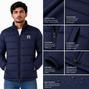 Blousons matelassés pour hommes à fermeture éclair intégrale, manteaux d'hiver matelassés à col montant, manches longues, vêtements d'extérieur décontractés isolés, fournisseur en gros - Product Image 5