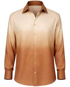 Camisa Formal para Hombre en Degradado Beige Cobre, Algodón Premium, Manga Larga, Cierre de Botones, Estilo Casual Elegante, Fabricante Personalizado, Suministro al por Mayor - Product Image 1