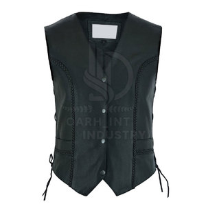 Gilet classique pour homme en cuir véritable, boutons recouverts de cuir souple, gilet sans manches pour l'hiver, décontracté, usage quotidien, service OEM - Product Image 2