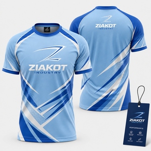 Camiseta Deportiva Personalizada para Hombre, Diseño Nuevo de la Industria ZIAKOT, Color Azul Polvo y Blanco Real - Product Image 1