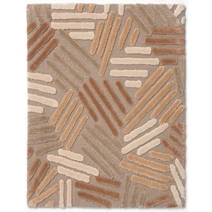 Alfombra Moderna de Lana con Diseño Geométrico, Alfombra Anudada a Mano, Alfombra Abstracta Beige Marrón, Alfombra Contemporánea para Decoración de Sala de Estar y Dormitorio - Product Image 2