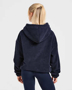 Sweat à capuche et pulls oversize en molleton de qualité supérieure, personnalisés, bleu marine, pour femmes, en coton respirant, sweats à capuche vierges pour femme - Product Image 5