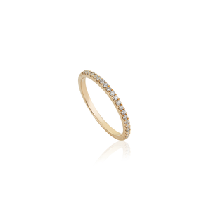 Anillo de media eternidad apilable de oro amarillo macizo de 14 quilates con diamantes de talla brillante redonda de diseño elegante para uso diario, joyería al por mayor - Product Image 3