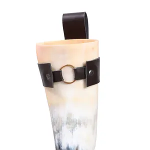 Cuerno Vikingo Tradicional de la Mitología Nórdica, Cuerno para Beber Hecho a Mano y Pulido con Soporte de Cuero, Taza Medieval, Auténtico Cuerno Vikingo Nórdico - Product Image 6