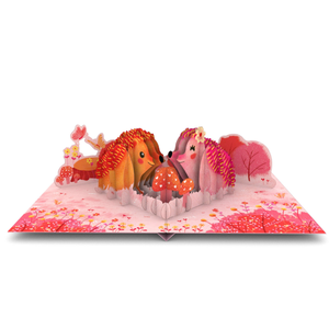 การ์ดป๊อปอัพ 3 มิติ ลายเม่นวาเลนไทน์แสนหวาน พร้อมซองจดหมาย สีชมพู ป่าโรแมนติก การ์ดอวยพรทำมือสำหรับคู่รัก - Product Image 4