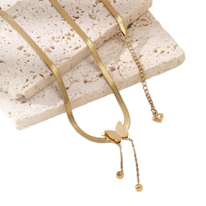 Elegante Collar de Mariposa Unisex con Diseño de Borla Hecho de Acero de Titanio Electrochapado - Product Image 5