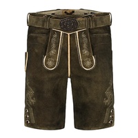 Fabrication en usine de shorts Lederhosen bavarois personnalisés pour hommes et femmes, grandes tailles, légers, 100% cuir, logo personnalisé, devant plat