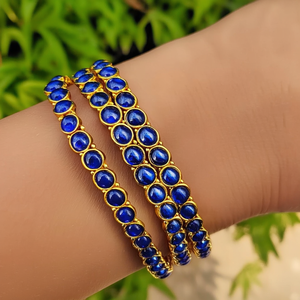 Blue Kemp Pearl Beaded Bangles-Trendy Fashion Bracelets - Product Image 3