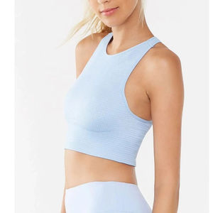 Custom LOGO Women Crop rib fabric Tank <b>Top</b> Square Collar Workout Running Sports Bra Fitness Crop <b>Top</b> USA Size Women For Tank <b>Top</b> - Product Image 2