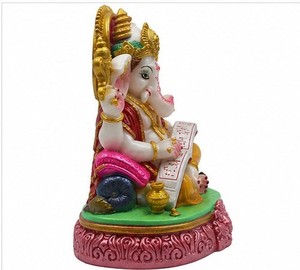 Sculpture de Ganesha en résine blanche polie Sulfax Trading, artisanat traditionnel, décoration religieuse pour la maison, le bureau, le temple, la table, Diwali - Product Image 2