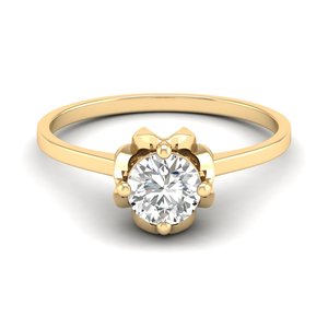 Bague solitaire en or massif 14 carats avec diamant certifié IGI, design élégant REYES, cadeau de luxe pour mariage ou anniversaire, bijoux fins pour femmes - Product Image 1