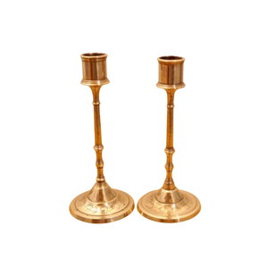 Elegant Polished <b>Brass</b> <b>Candlestick</b> Holders Set Of 2 Handcrafted Traditional Golden Metal Candle Stands For Home Decor & Table - Product Image 3