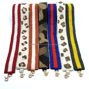 Sangle de sac perlée multicolore en perles de rocaille, poignée d'épaule ornée de fleurs, accessoire de sac à main bandoulière, vente en gros personnalisée en vrac - Product Image 1