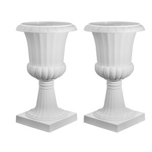 Vaso Urna Classico Bianco 15.8 X 26.4 Pollici in PP, Confezione da 2, Fioriere per Interni ed Esterni, Portico Anteriore, Matrimoni, Hotel e Uso Commerciale - Product Image 1