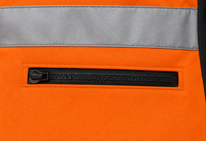 Veste de travail softshell orange haute visibilité avec bandes réfléchissantes, uniforme de sécurité industrielle, poches utilitaires, vêtements de protection pour l'extérieur - Product Image 6