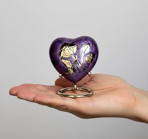 Premium and elegant Brass Heart Cremation <b>Memorial</b> <b>Keepsake</b> Urn Ash Holder Featuring Durable Premium Exterior Craftsmanship - Product Image 2