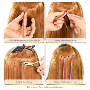 Kit d'outils pour extensions de cheveux en acier inoxydable plaqué or, pinces en plastique, tendance du moment, Regal Impex - Product Image 4