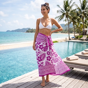 Comfortable Polyester Long Sarong <b>Beach</b> Wrap Women Summer Quick Dry Custom Printed Fabric Customized Manufacturing Service - Product Image 6