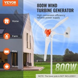 Kit de Generador Eólico de 800W 12V con 3 Aspas, Dirección del Viento Ajustable y Controlador MPPT - Product Image 2