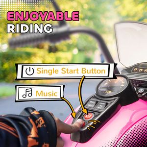 Moto Elettrica Rosa a 3 Ruote 6V per Bambini, Giocattolo a Batteria con Fari e Musica, Funzioni Avanti e Indietro - Product Image 6